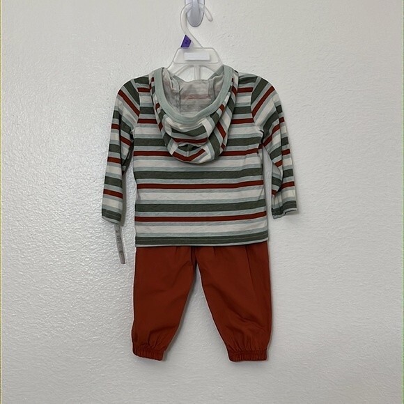 Carters baby outfit set 12 months hoodie top and pants. Green teal rust colored - Picture 9 of 10